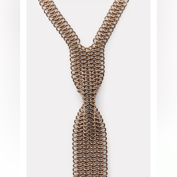 ZARA Metal Chain-Mail Tie Necklace - Picture 5 of 7